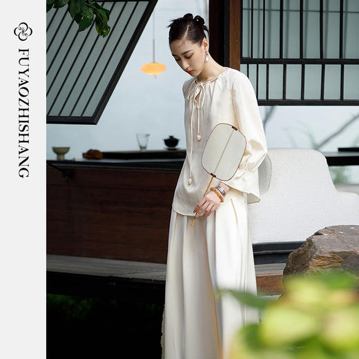 IWY/扶摇系列 抽绳领镂空设计衬衫+阔腿裤23FYBP113 商品图1