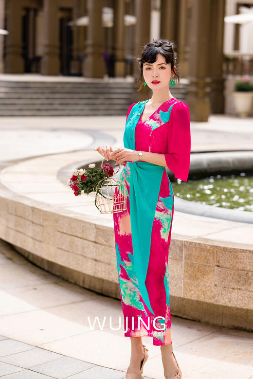 3022092 海棠醉日 树莓红连衣裙 雾境 商品图4