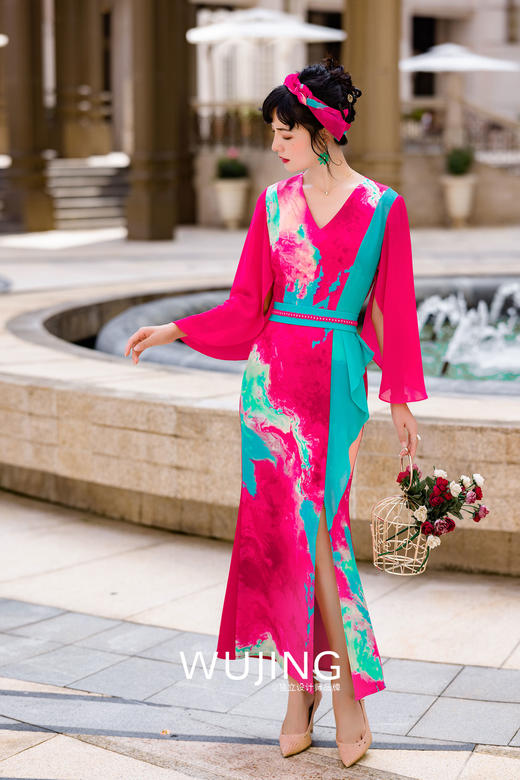 3022094 海棠醉日 树莓红连衣裙 雾境 商品图3