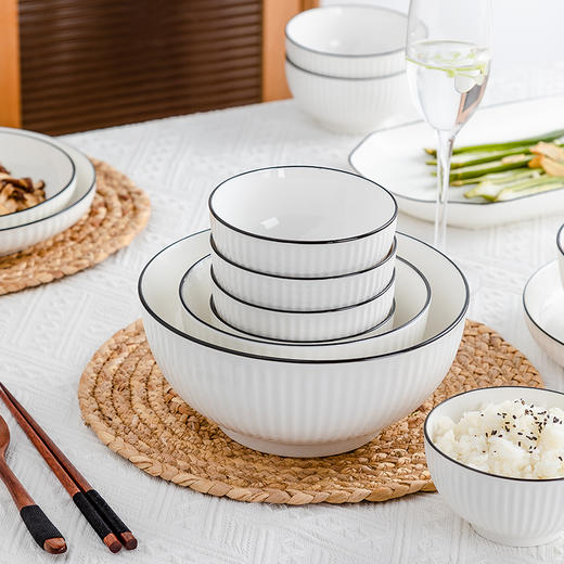 【瓷都景德镇出品】6人餐具套装 日式简约风格 釉下彩工艺 可微波 蒸菜 易清洗 商品图0