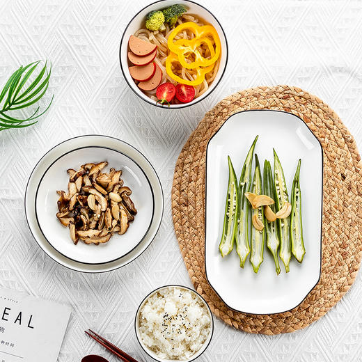 【瓷都景德镇出品】6人餐具套装 日式简约风格 釉下彩工艺 可微波 蒸菜 易清洗 商品图11