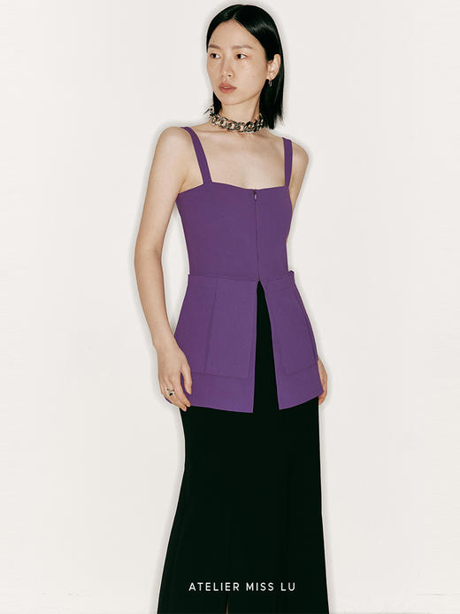 【午后热浪】造型大口袋设计收腰吊带上衣/230030B 商品图3