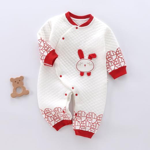 【福星小兔保暖连体衣】婴儿连体衣兔年宝宝衣服外出洋气拜年服包屁衣婴幼儿衣服夹棉冬季 商品图1