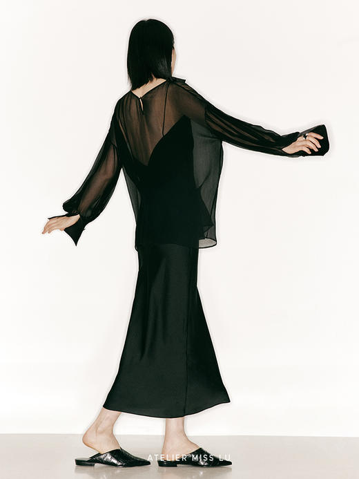 【重影】前后两穿设计桑蚕丝透视上衣/230016 商品图1