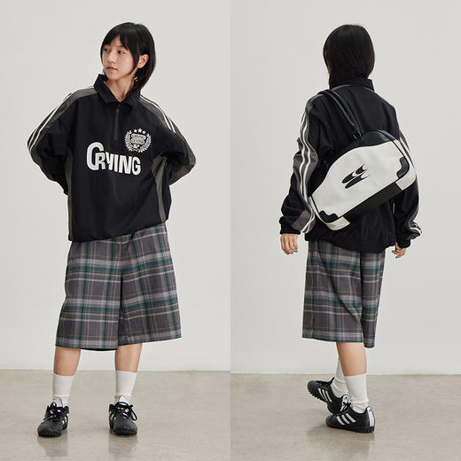 CryingCenter 复古绿调格纹五分裤中裤 搭配叠穿造型 哭喊中心 商品图3