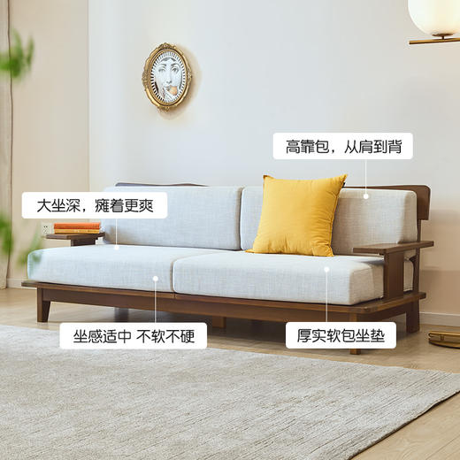 喜梦宝自在松木沙发现代简约沙发客厅实木沙发单人位三人位爱登堡 商品图3