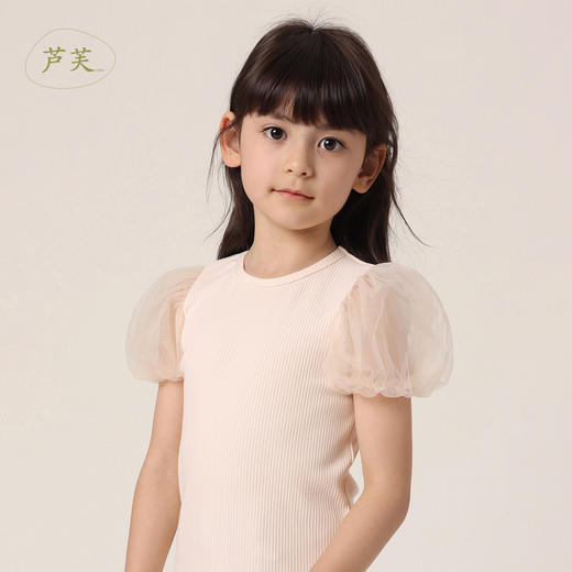 【马克珍妮 芦芙】夏装新款 女童弹力针织短袖T恤230535 商品图1