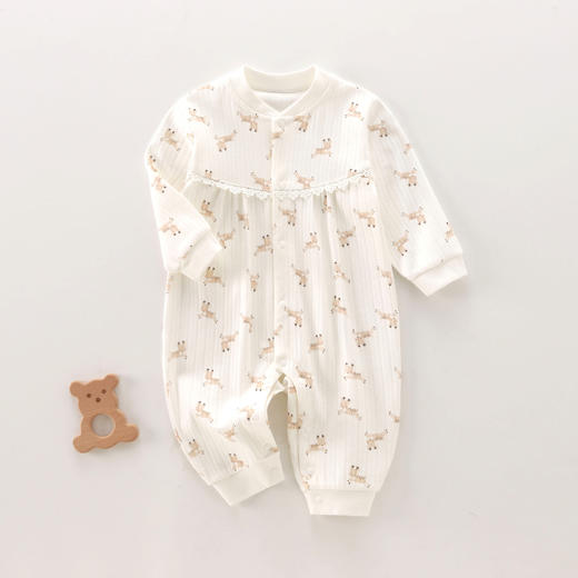 【幸运小鹿哈衣 纯棉的贴身穿】春装女宝宝衣服爬服花边长袖哈衣公主风无骨a类全棉婴儿连体衣 商品图6