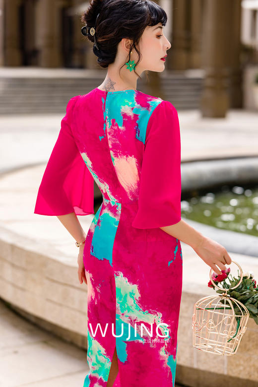 3022092 海棠醉日 树莓红连衣裙 雾境 商品图5