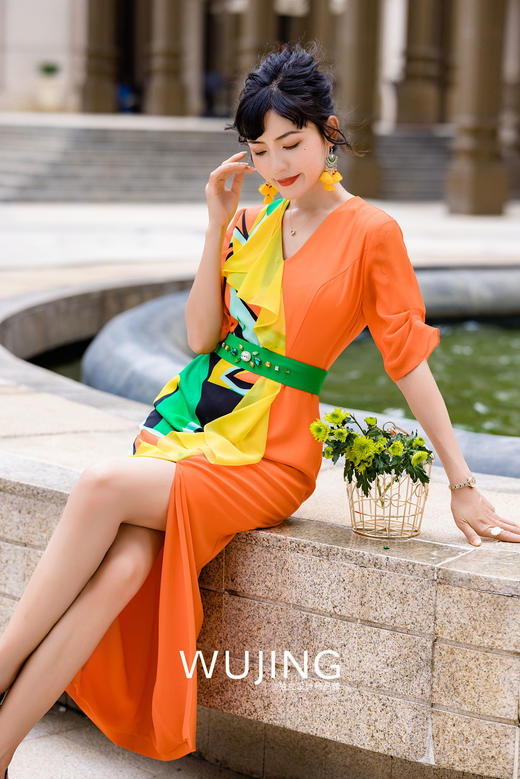 3022052 花晨橘夕 阳光橙连衣裙 雾境 商品图4