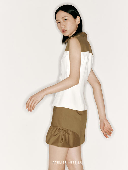 【穿越沙漠】撞色拼接宽肩袖收腰口袋上衣/230022 商品图3