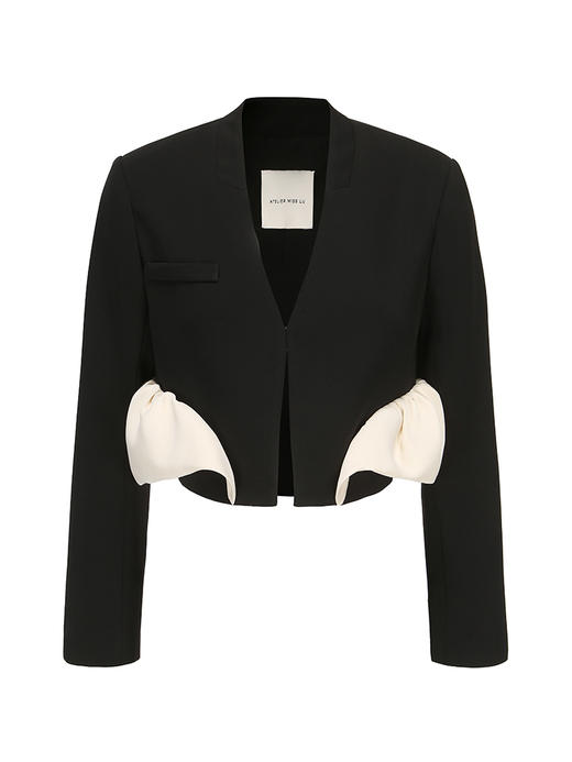 【夜空轻云】弧形花苞下摆直身垫肩上衣/230018 商品图4