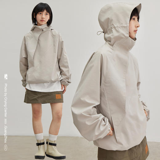 CryingCenter 沙杏 深灰城市户外风连帽冲锋衣套头卫衣 哭喊中心 商品图1