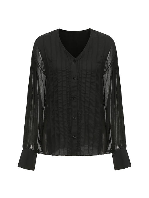 【叠影】虚实相间设计桑蚕丝长袖上衣/230026 商品图4