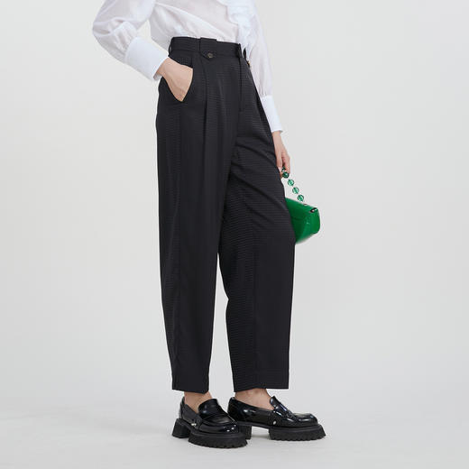 谜底宽松休闲直筒裤2023春季新款时尚高腰百搭长裤女士231GK0091 商品图1