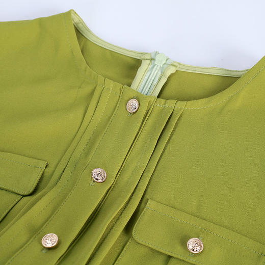 RF8E3斯尔丽瑟俪2023春夏新款猎装口袋单排扣收腰A摆百搭中长连衣裙 商品图4