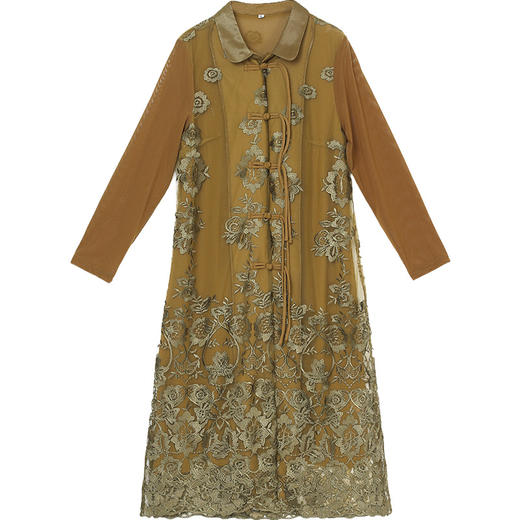 刺绣外搭纱网蕾丝风衣，复古盘扣中国风时尚薄款外披QYM-XY-23HD13-Y 商品图4