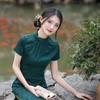修身中国风，年轻长款改良版素雅复古日常可穿墨绿纯色旗袍裙GSJ-3316 商品缩略图4
