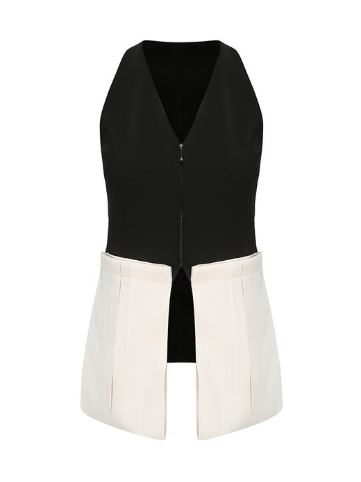 【凯特】撞色大口袋削肩收腰马甲上衣/230028A 商品图4