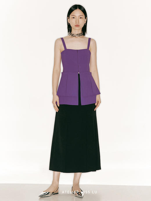 【午后热浪】造型大口袋设计收腰吊带上衣/230030B 商品图0