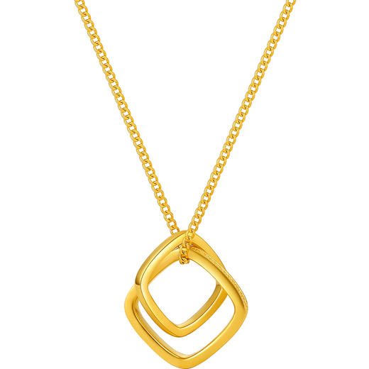 周六福黄金项链女5G计价足金2代无极金系列时髦金环扣链坠套链 商品图5