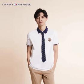 TOMMY HILFIGER 23新款春夏男装纯棉时尚徽章刺绣撞色翻领短袖POLO衫29412