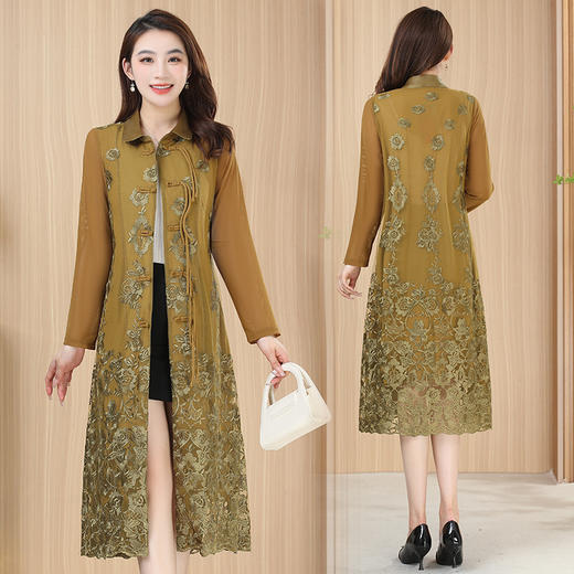 刺绣外搭纱网蕾丝风衣，复古盘扣中国风时尚薄款外披QYM-XY-23HD13-Y 商品图2