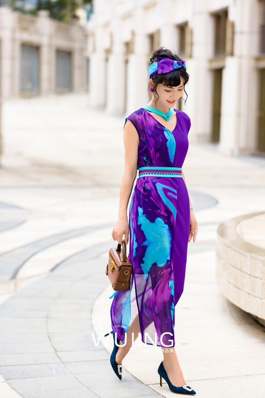 3022086 露红烟紫 薰衣草紫连衣裙 雾境 商品图1