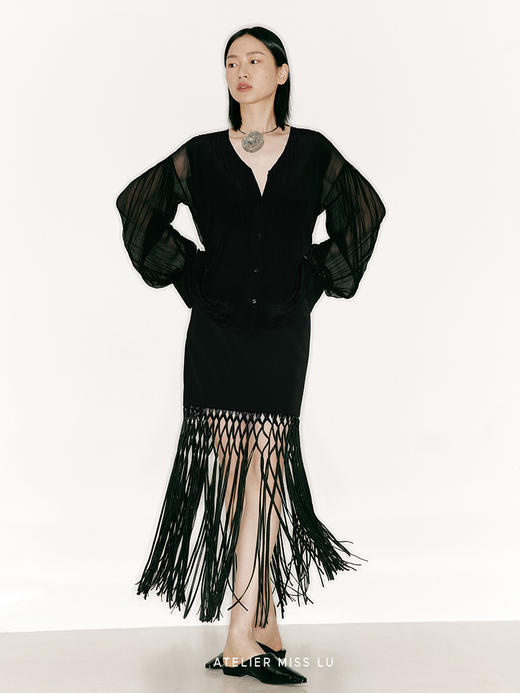 【叠影】虚实相间设计桑蚕丝长袖上衣/230026 商品图1