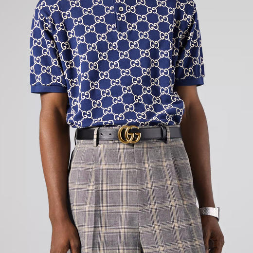 GUCCI 古驰 男女通用双G带扣皮革腰带 黑色 414516 0YA0G 1000 商品图2