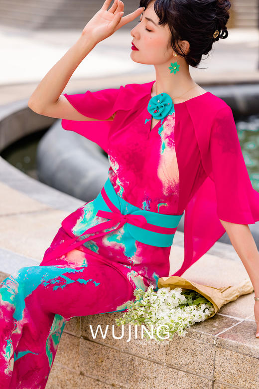 3022096 海棠醉日 树莓红连衣裙 雾境 商品图4