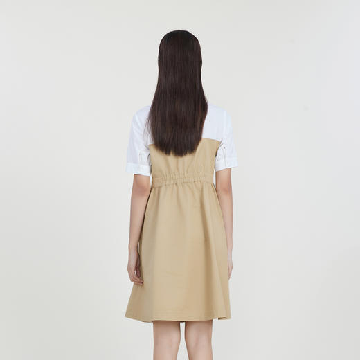 谜底拼接连衣裙2023春季新款翻领时尚纯棉中长裙短袖女231ML0117 商品图2