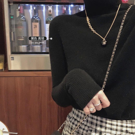 金蘑菇菇【黑标！法式布蕾羊绒】羊绒高领+低领修身纯色打底毛衣 商品图2