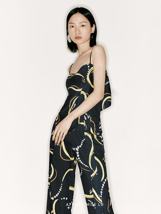 【及时行乐】品牌定制印花背后打结设计两穿吊带上衣/230034C 商品图2