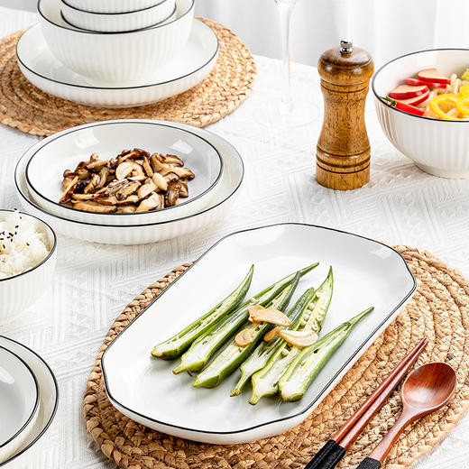 【瓷都景德镇出品】6人餐具套装 日式简约风格 釉下彩工艺 可微波 蒸菜 易清洗 商品图14