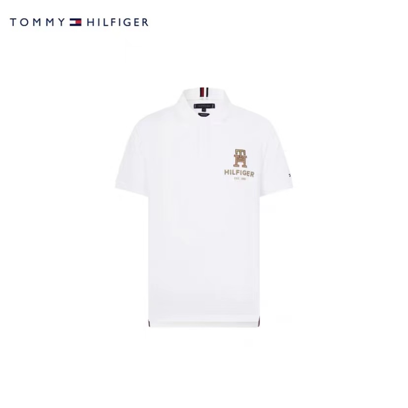 TOMMY HILFIGER  魔力方23新款春夏男装字母刺绣翻领短袖POLO衫MW0MW30808