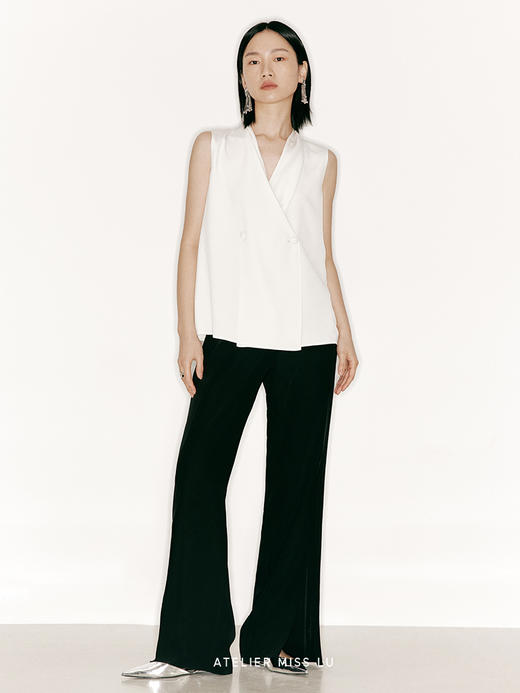 【水波轻盈】交叠V领宽松无袖上衣/230014 商品图0