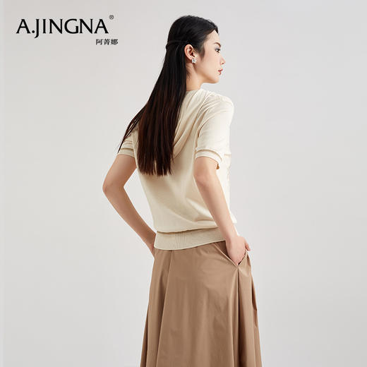 【商场同款】阿菁娜春季短袖连帽针织衫A28C301005 商品图3