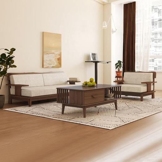 喜梦宝自在松木沙发现代简约沙发客厅实木沙发单人位三人位爱登堡 商品图0