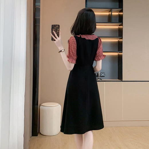 奢姿2024年夏装新款大码女装撞色拼接连衣裙胖妹妹绑带设计裙子9932890825 商品图3