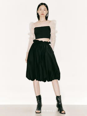 【自歌】藕节造型纱袖方领短上衣/230019