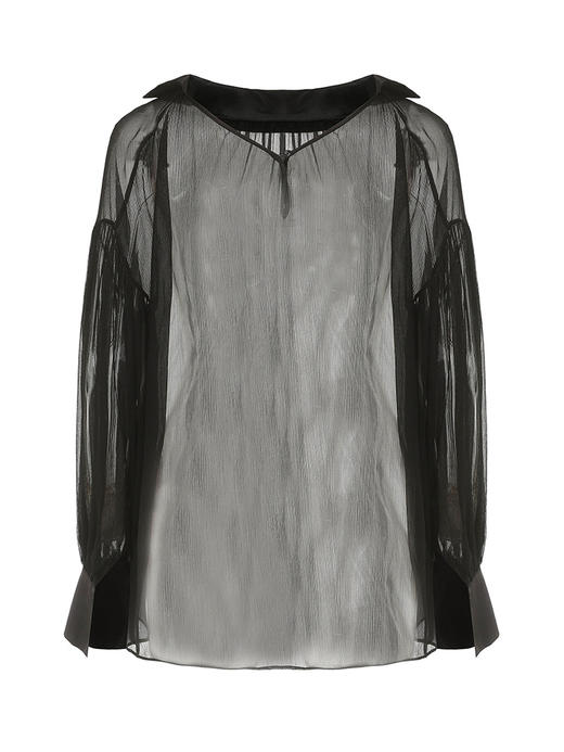 【重影】前后两穿设计桑蚕丝透视上衣/230016 商品图4