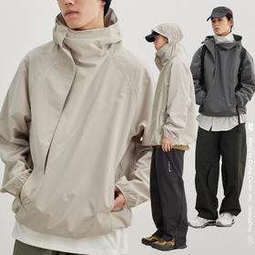 CryingCenter 沙杏 深灰城市户外风连帽冲锋衣套头卫衣 哭喊中心