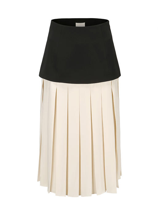 【夏至未至】拼色百褶中长款高腰半裙/230009 商品图4