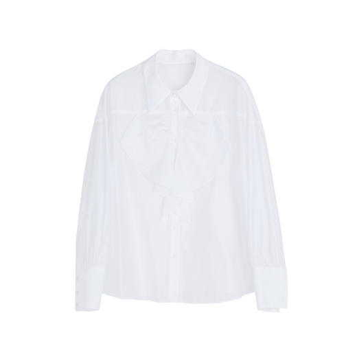 谜底通勤白衬衫女2023春季新款气质翻领单排扣衬衣长袖231MC0157 商品图4