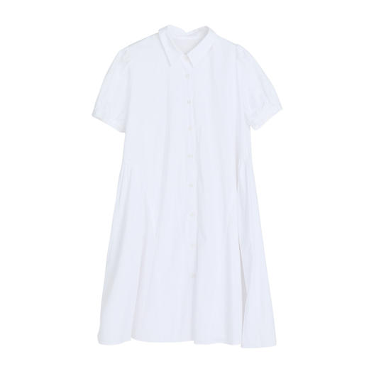 谜底A字型连衣裙2023春季新款简约翻领中长款白裙子短袖231ML0149 商品图4