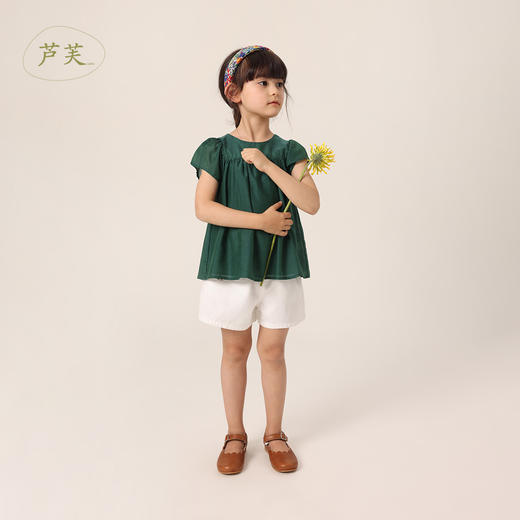 【马克珍妮 芦芙】夏装新款 女童棉真丝飘逸蝴蝶袖小衫230732 商品图2