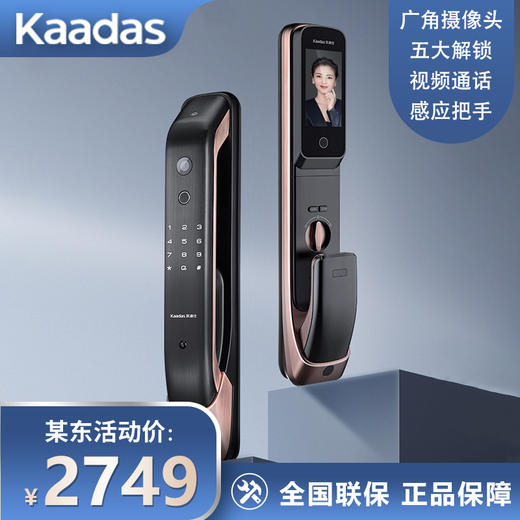 凯迪仕（KAADAS） K20 Pro智能锁指纹锁远程可视猫眼内屏显示家用防盗门锁全自动锁 太空灰 商品图0