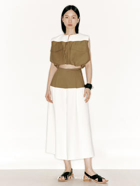 【撒哈拉日光】撞色拼接空气感口袋上衣/230020