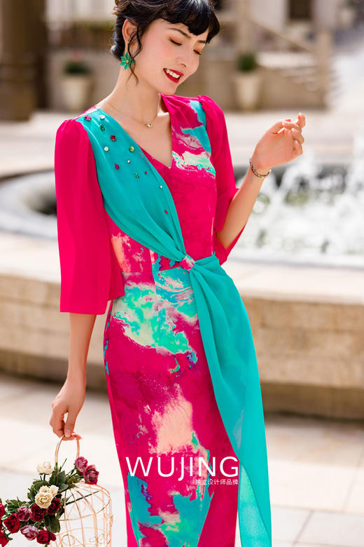 3022092 海棠醉日 树莓红连衣裙 雾境 商品图2